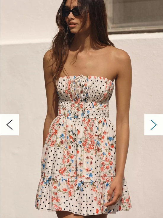 Anthropologie Dresses & Skirts - Somerset Strapless Mini Dress Floral & Polka Dot Summer Dress - White